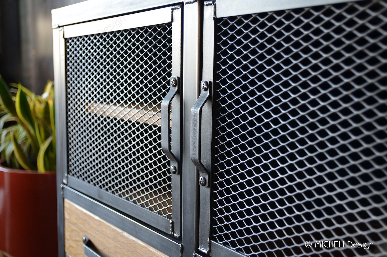 2 portes métal grillagés - Poignées plates en acier - PAX - 429702
