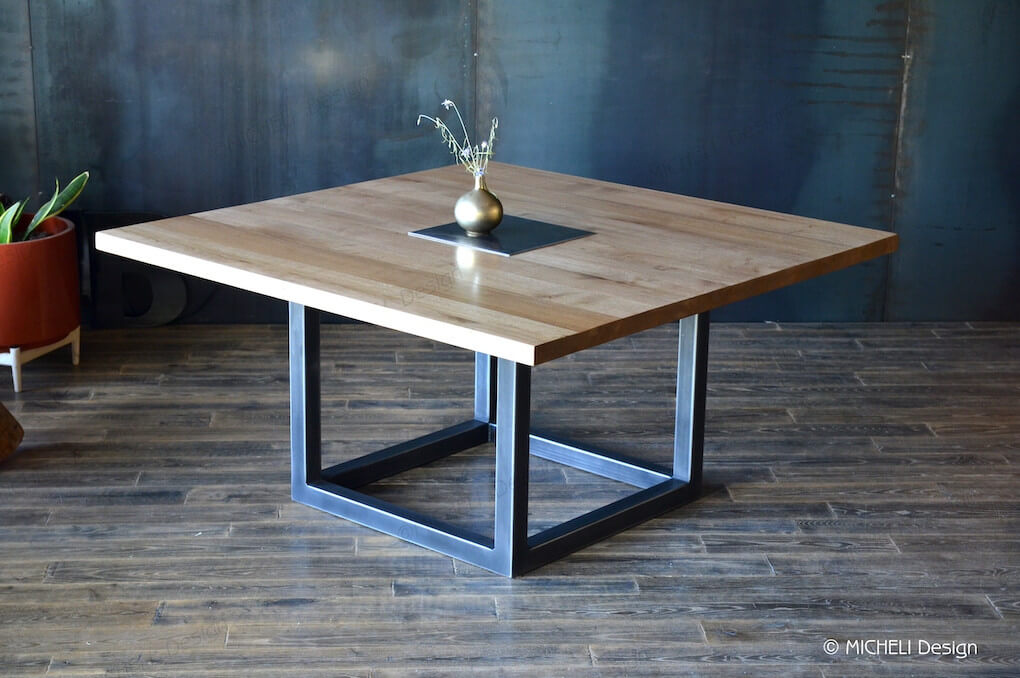 Table carrée en bois et métal sur mesure - Callista - MICHELI Design - Made In France  - 160951