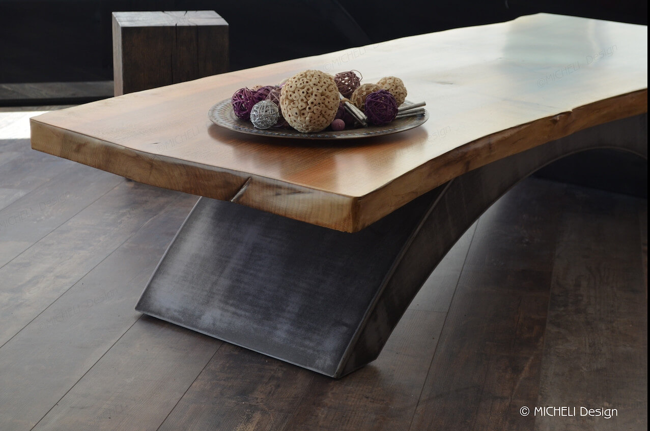 Table basse moderne live edge - pieds acier - Arche - 157001